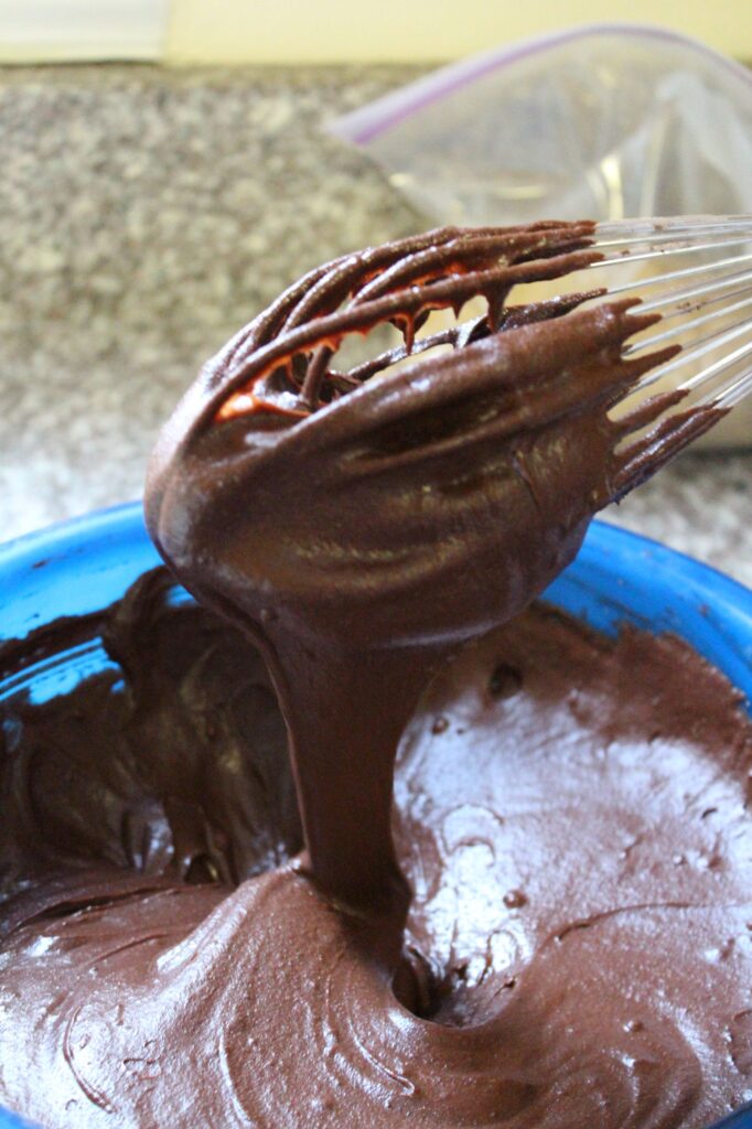 smooth brownie batter after adding eggs