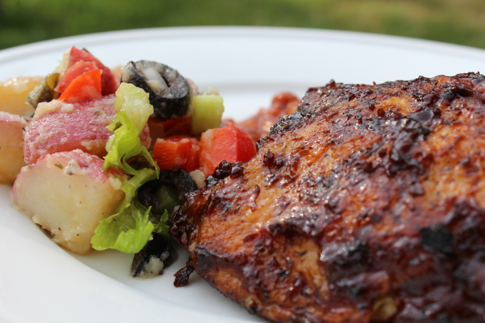 Italian Summer Potato Salad and barbecued chicken