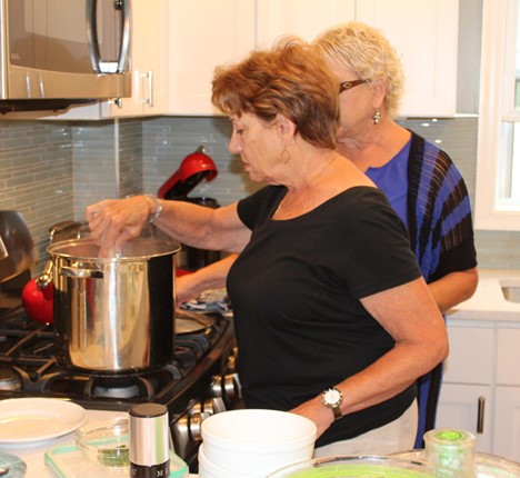 Mom and Aunt Dot cooking Old Nonnie's Minestrone