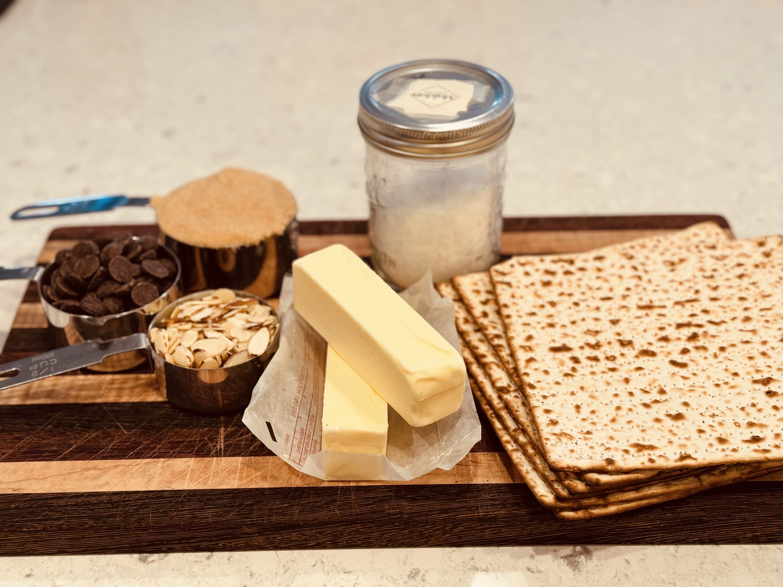 butter brown sugar chocolate chips matzoh salt