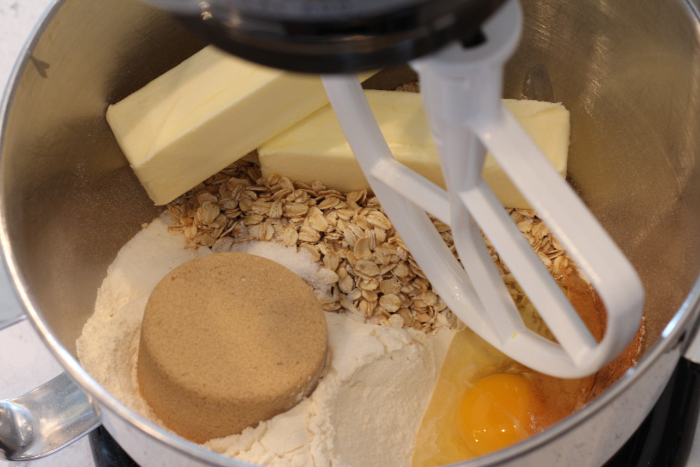 KitchenAid filled with cookie ingredients