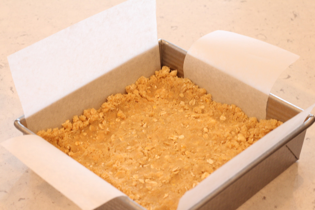 oat crumble crust before baking