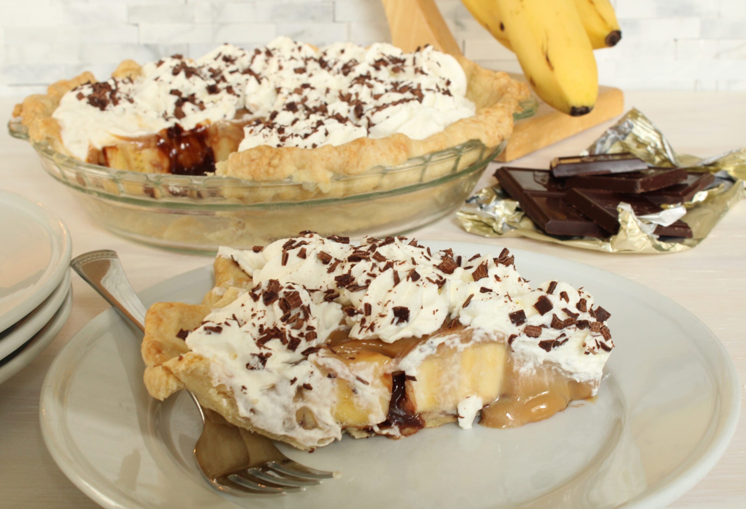 Banoffee Pie in Pastry Crust with Chocolate Ganache