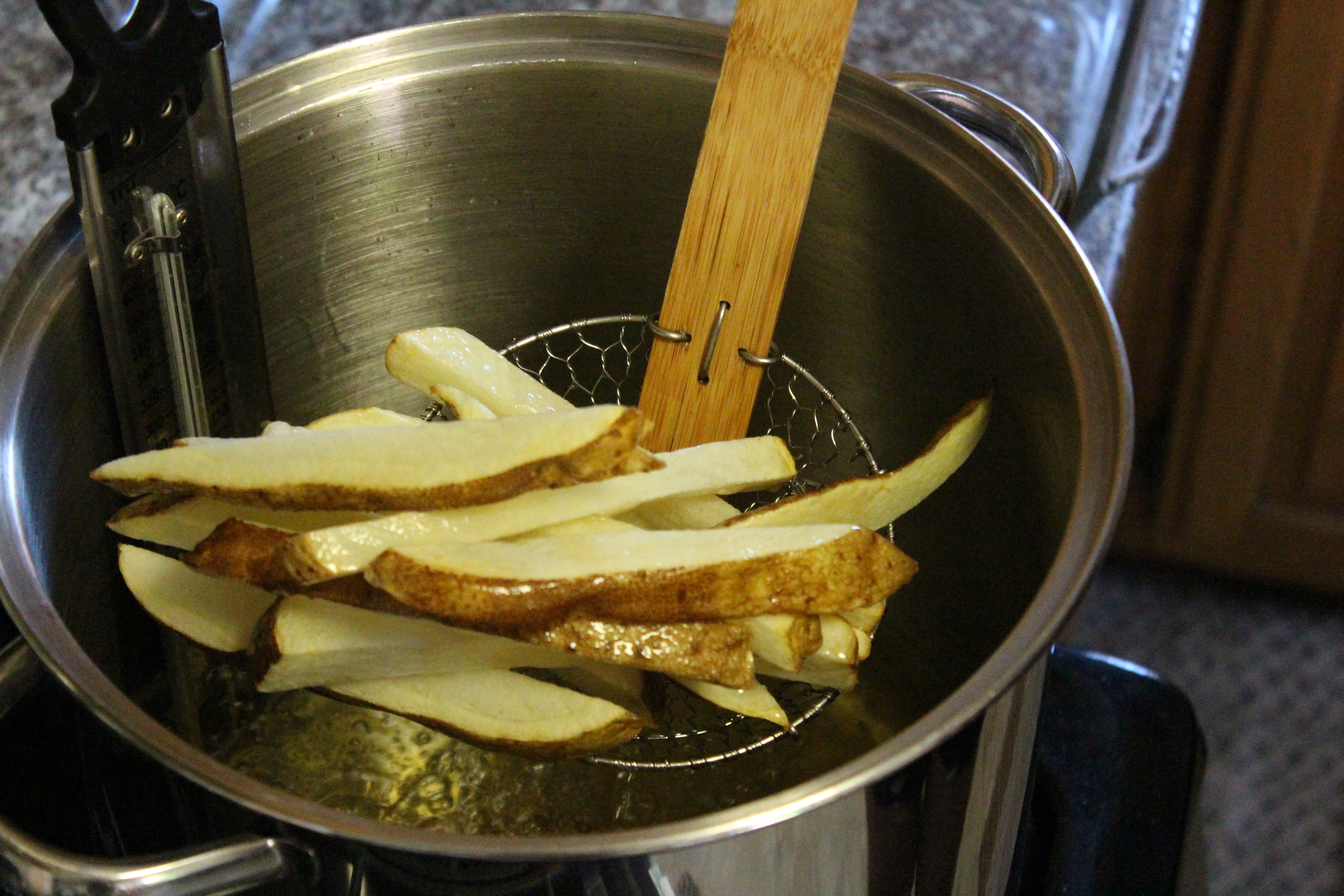 first fry of potatoes