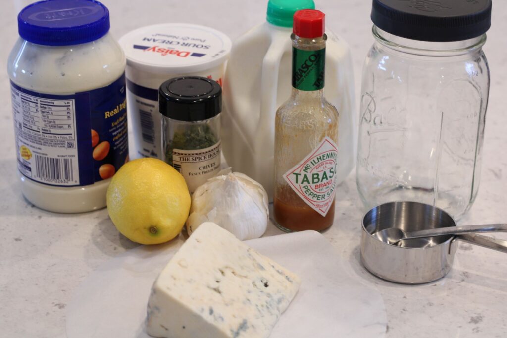 ingredients for buttermilk blue cheese dressing